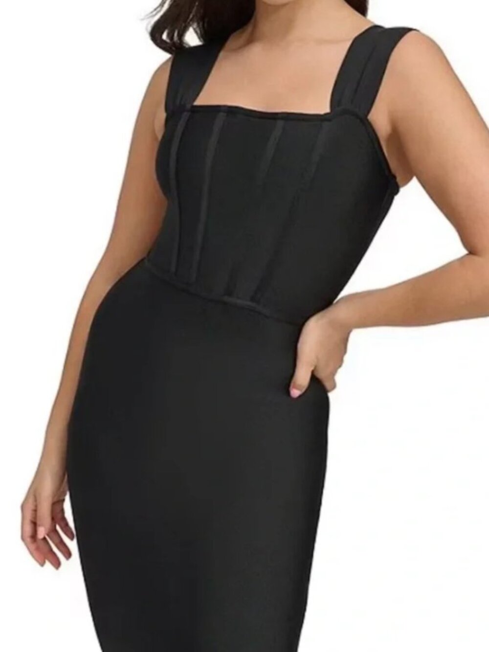 SIENA Stretch Bandage Knit Corset Bodice Bodycon Square Neck Dress Size 8